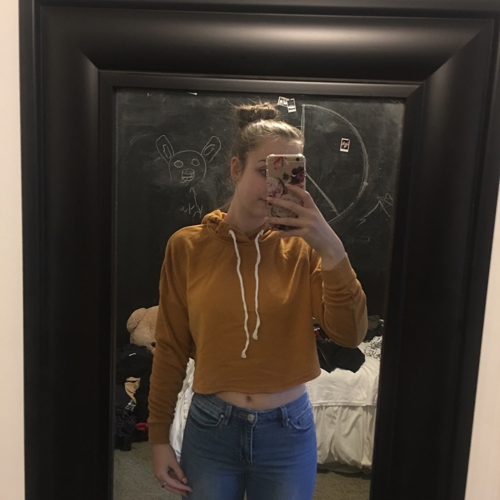 yellow cropped hoodie